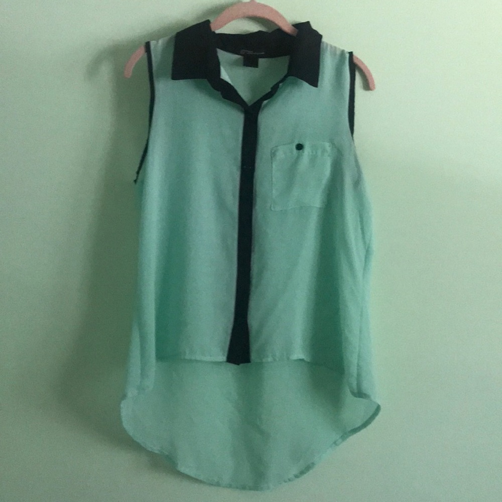 Mint & Black Sleeveless Top